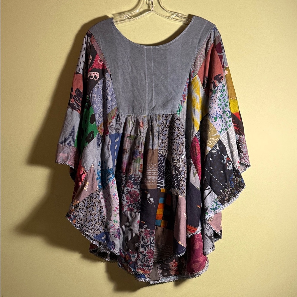Colorful Patchwork Boho Blouse - Picture 2 of 4